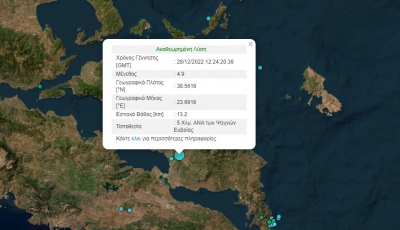 Σεισμός 4,9 Ρίχτερ στην Εύβοια - Ιδιαίτερα αισθητός στην Αττική