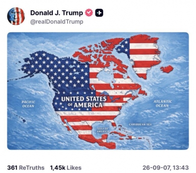 O Trump τεστάρει τα όρια της διεθνούς διπλωματίας - Ο νέος χάρτης που εμφανίζει την Ισλανδία με τα χρώματα των ΗΠΑ