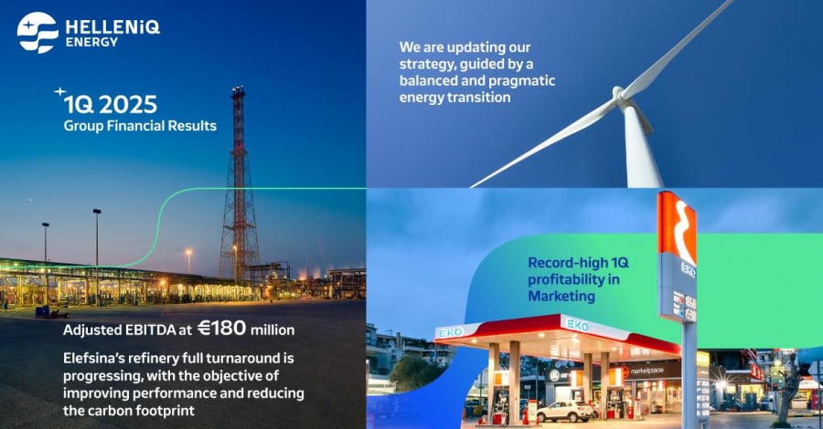HELLENiQ ENERGY: Στα 180 εκατ. ευρώ τα συγκρίσιμα EBITDA το πρώτο τρίμηνο του 2025