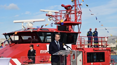 Δυο νέα πυροσβεστικά πλοία εγκαινίασε ο Κυριάκος Μητσοτάκης