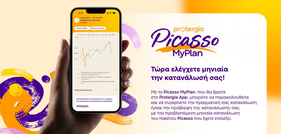 Protergia Picasso MyPlan: κάνει τον έλεγχο του λογαριασμού ρεύματος ακόμα πιο απλό