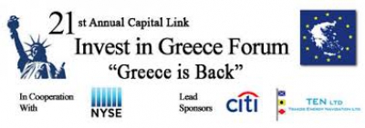 Πάνω από 1.000 συμμετέχοντες στο 21st Annual Capital Link Invest in Greece Forum  “Greece is Back”
